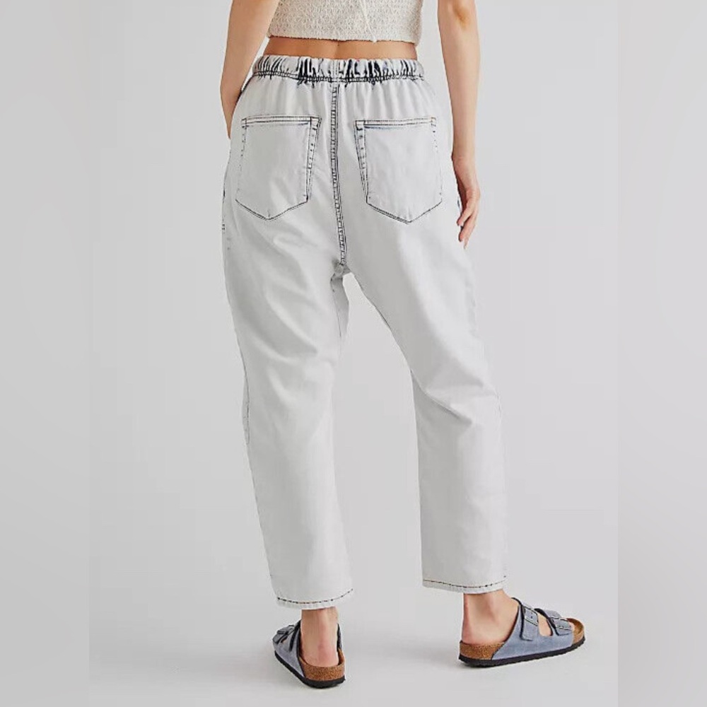 One Teaspoon Light Wash Boyfriend Jeans with Drawstring Waist - Picture 3 of 13
